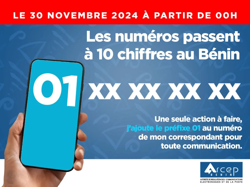 A partir du 30 novembre 2024 au Bénin : Les numéros de téléphone au Bénin passent de 08 à 10 chiffres